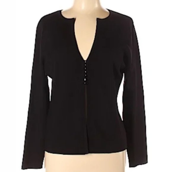 Talbots Sweaters - Talbots Petite Solid Black Silk Blend Cardigan